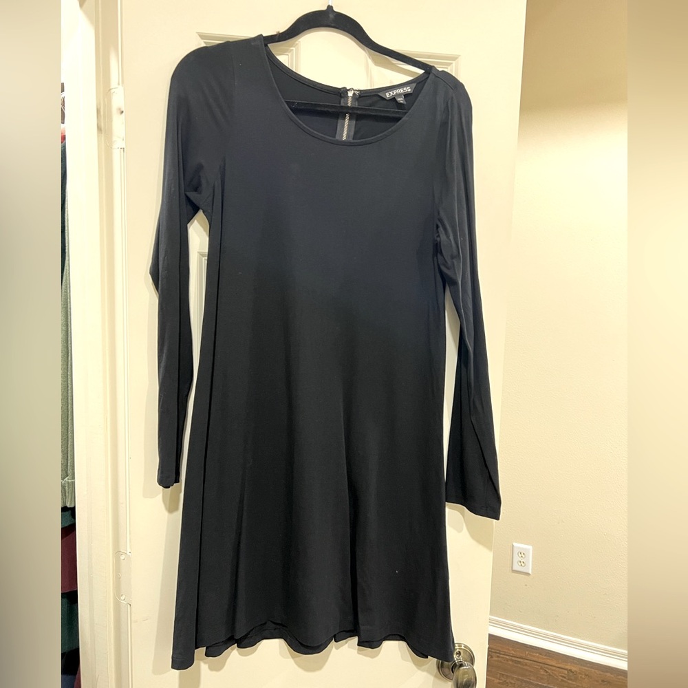Long sleeve black cotton dress